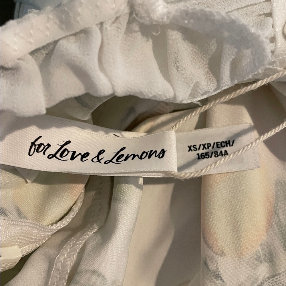 For Love & Lemons White Lemon-Print Lace-Up Bodysuit - Picture 7 of 7